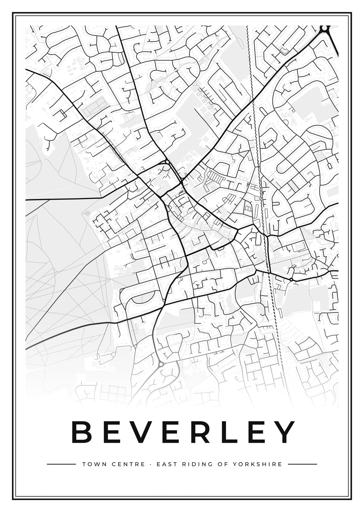 Street map poster of Beverley town centre, East Riding of Yorkshire