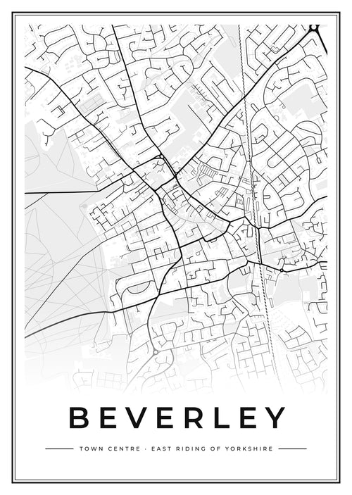 Street map poster of Beverley town centre, East Riding of Yorkshire