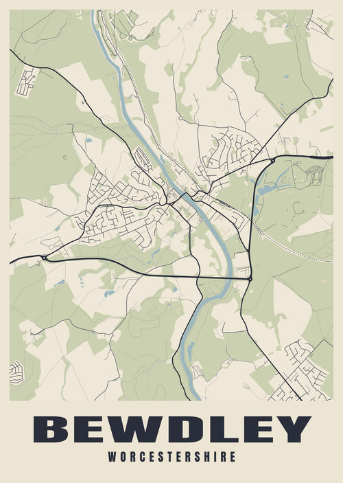 Street map poster of Bewdley, Worcestershire