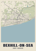 Street map poster of Bexhill-on-Sea, East Sussex