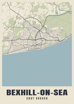 Street map poster of Bexhill-on-Sea, East Sussex