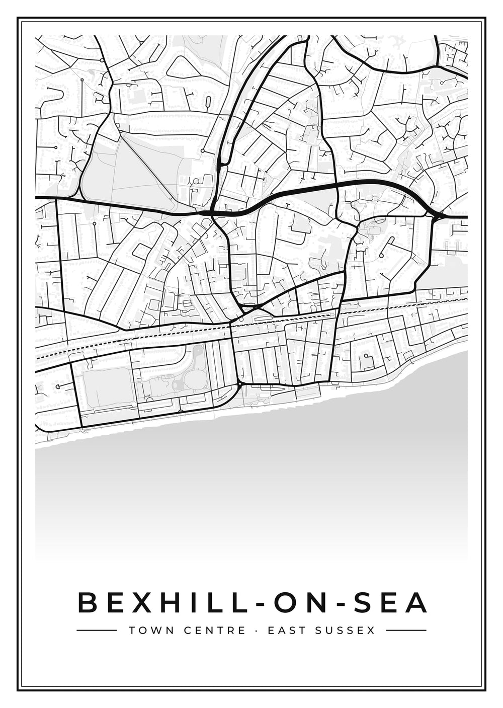 Bexhill-on-Sea Town Centre Street Map Poster