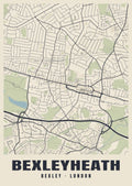 Heritage street map poster of Bexleyheath, Bexley, London