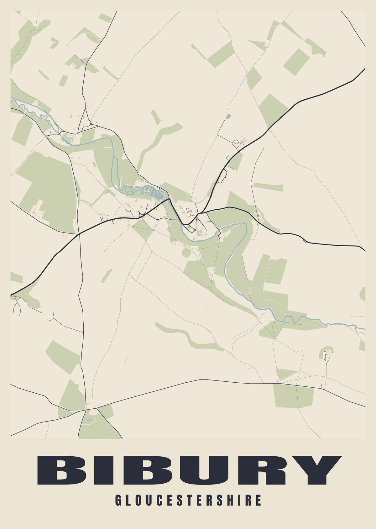 Street map poster of Bibury, Gloucestershire