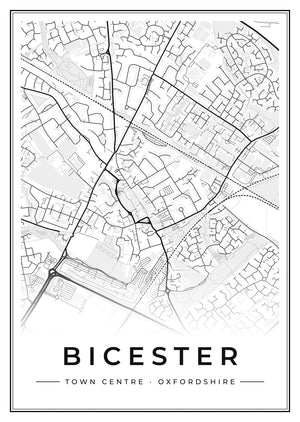 Bicester Town Centre Street Map Poster