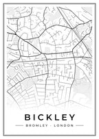 Street map poster of Bickley, Bromley, London