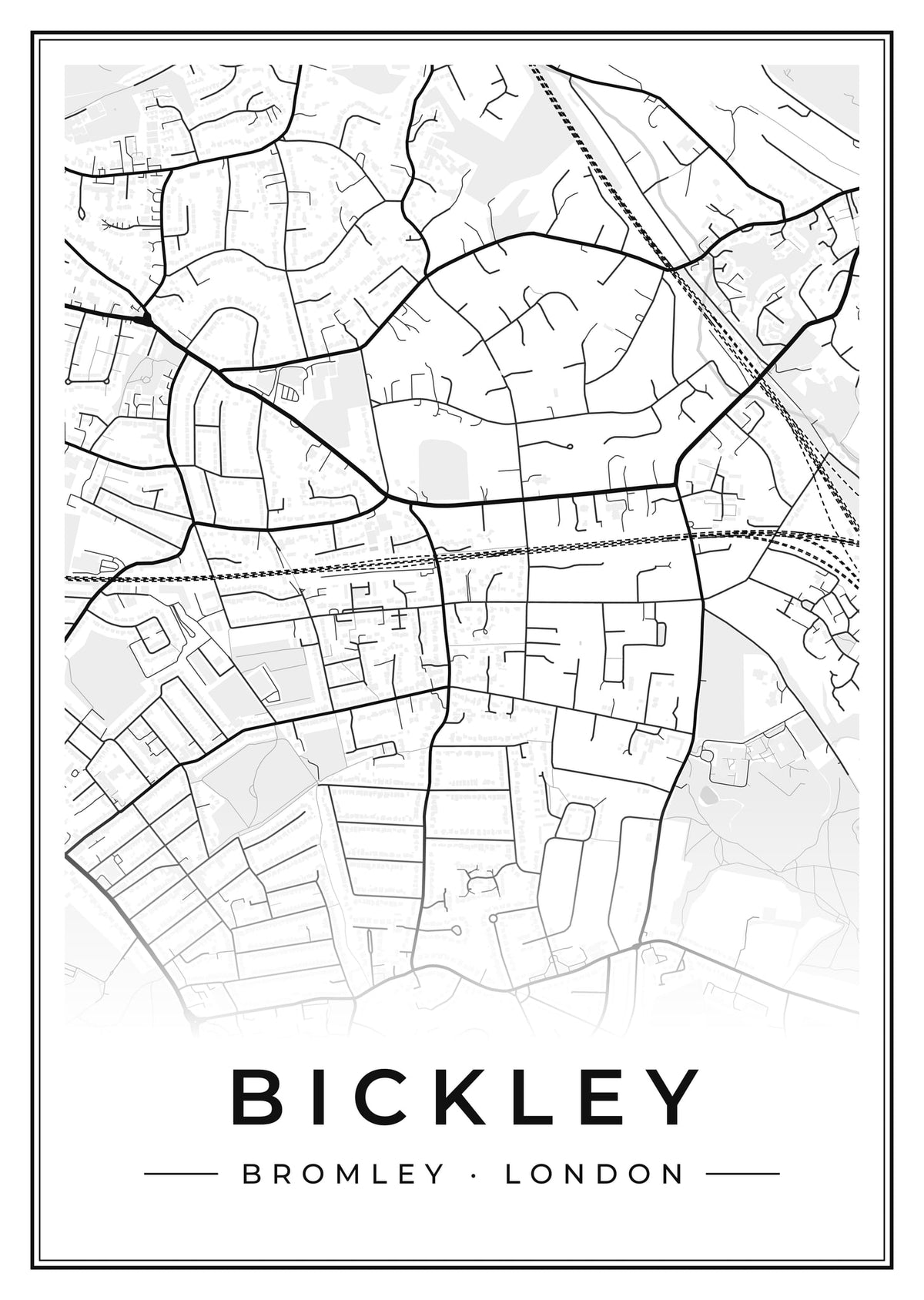 Street map poster of Bickley, Bromley, London