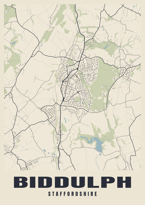 Street map poster of Biddulph, Staffordshire
