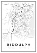 Street map poster of Biddulph town centre, Staffordshire