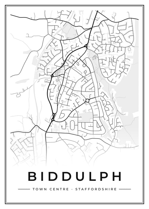 Street map poster of Biddulph town centre, Staffordshire