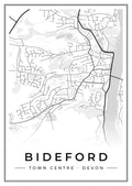 Street map poster of Bideford town centre, Devon
