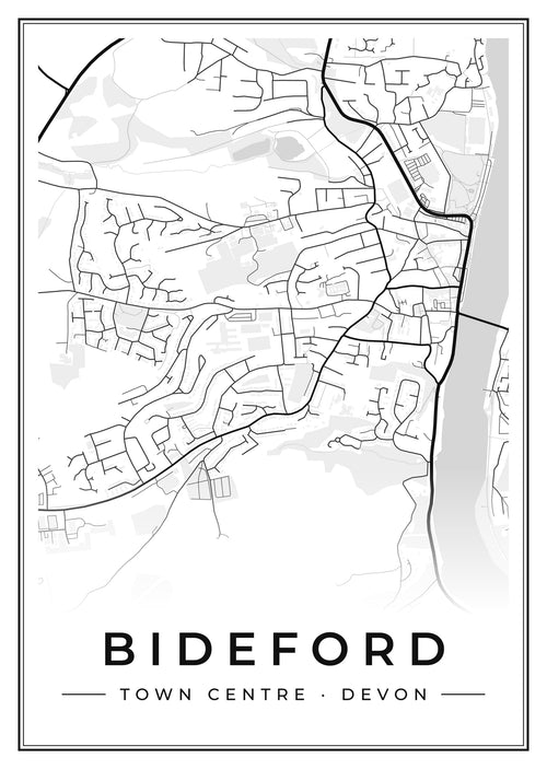 Street map poster of Bideford town centre, Devon
