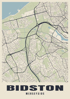Street map poster of Bidston, Merseyside