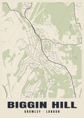 Heritage street map poster of Biggin Hill, Bromley, London