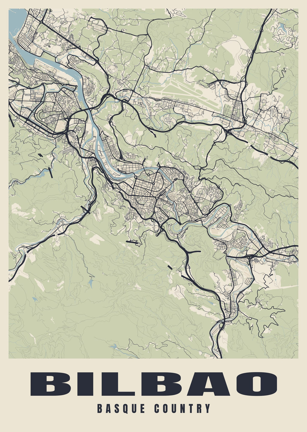 Street map poster of Bilbao, Basque Country