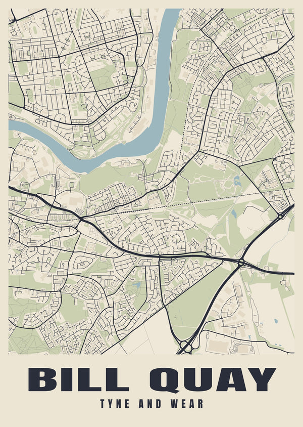 Bill Quay Street Map Poster