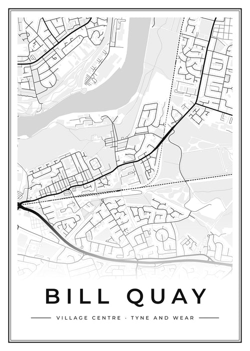 Street map poster of Bill Quay village centre, Tyne and Wear
