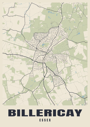 Billericay Street Map Poster
