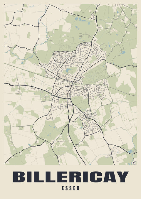 Billericay Street Map Poster