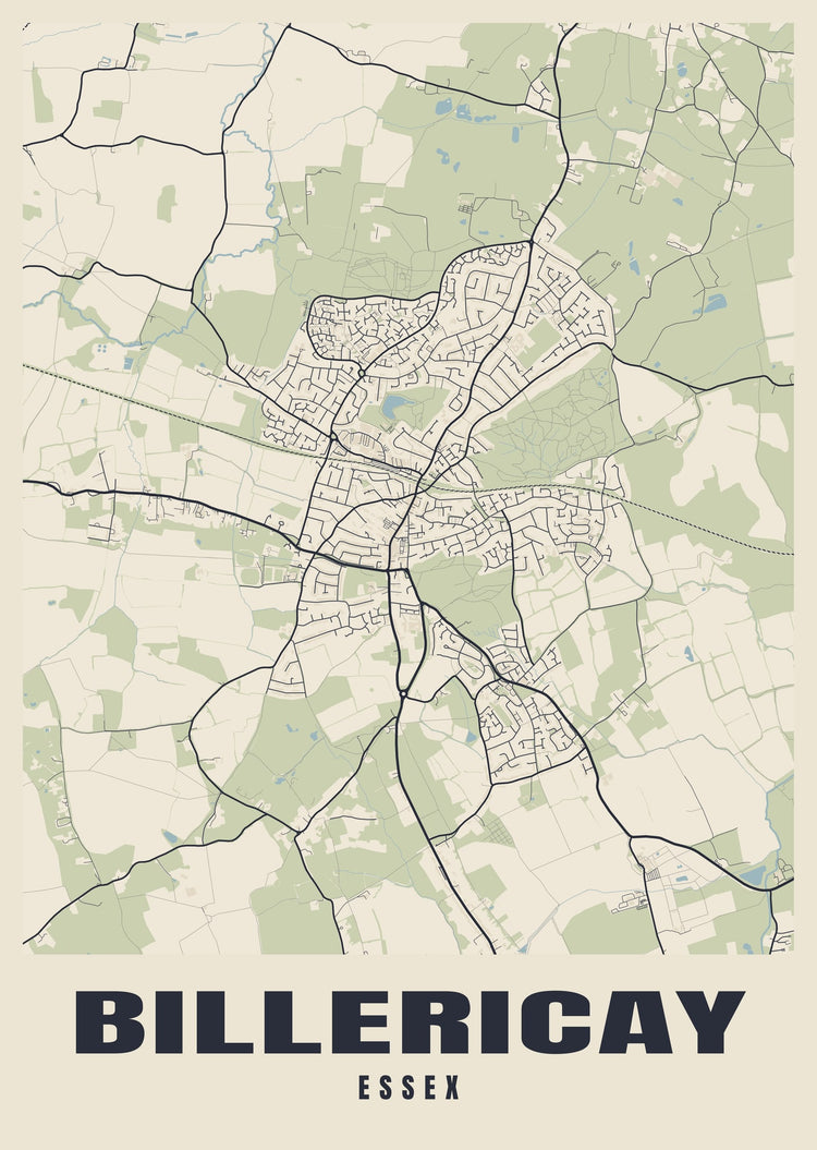 Billericay Street Map Poster
