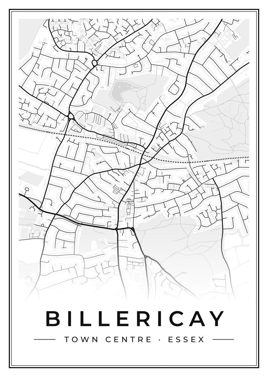 Street map poster of Billericay town centre, Essex
