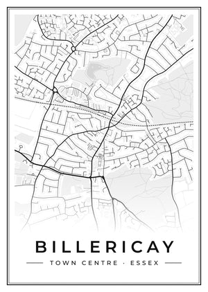 Billericay Town Centre Street Map Poster
