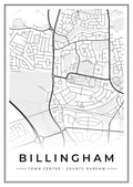 Street map poster of Billingham town centre, County Durham