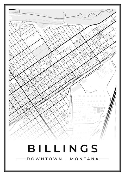 Billings Downtown Street Map Poster