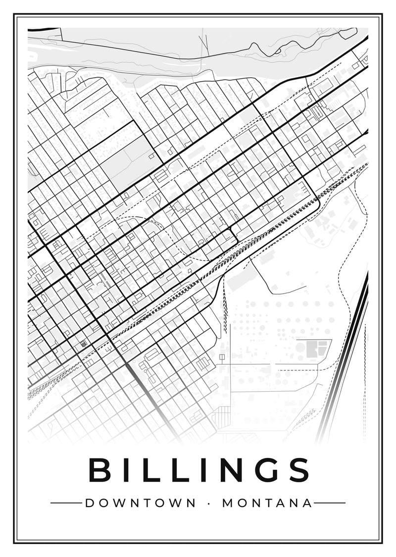 Billings Downtown Street Map Poster