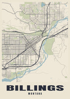 Street map poster of Billings, Montana