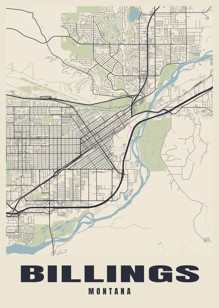 Billings Street Map Poster