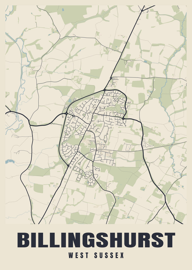 Billingshurst Street Map Poster