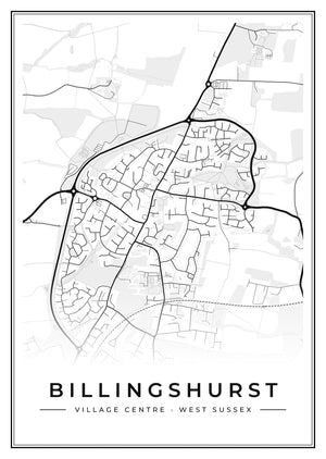 Billingshurst Village Centre Street Map Poster