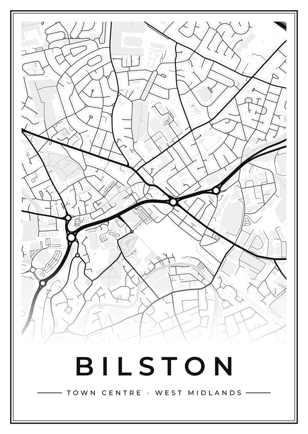 Bilston Town Centre Street Map Poster