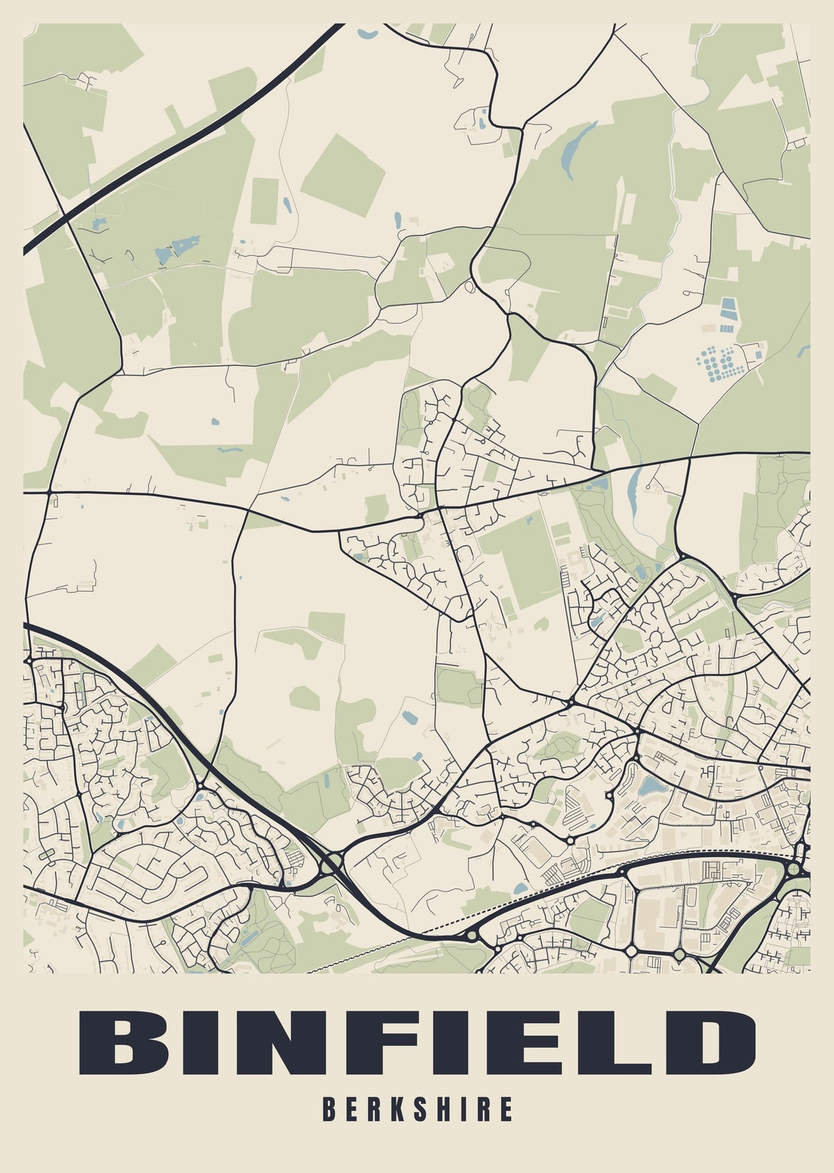 Street map poster of Binfield, Berkshire