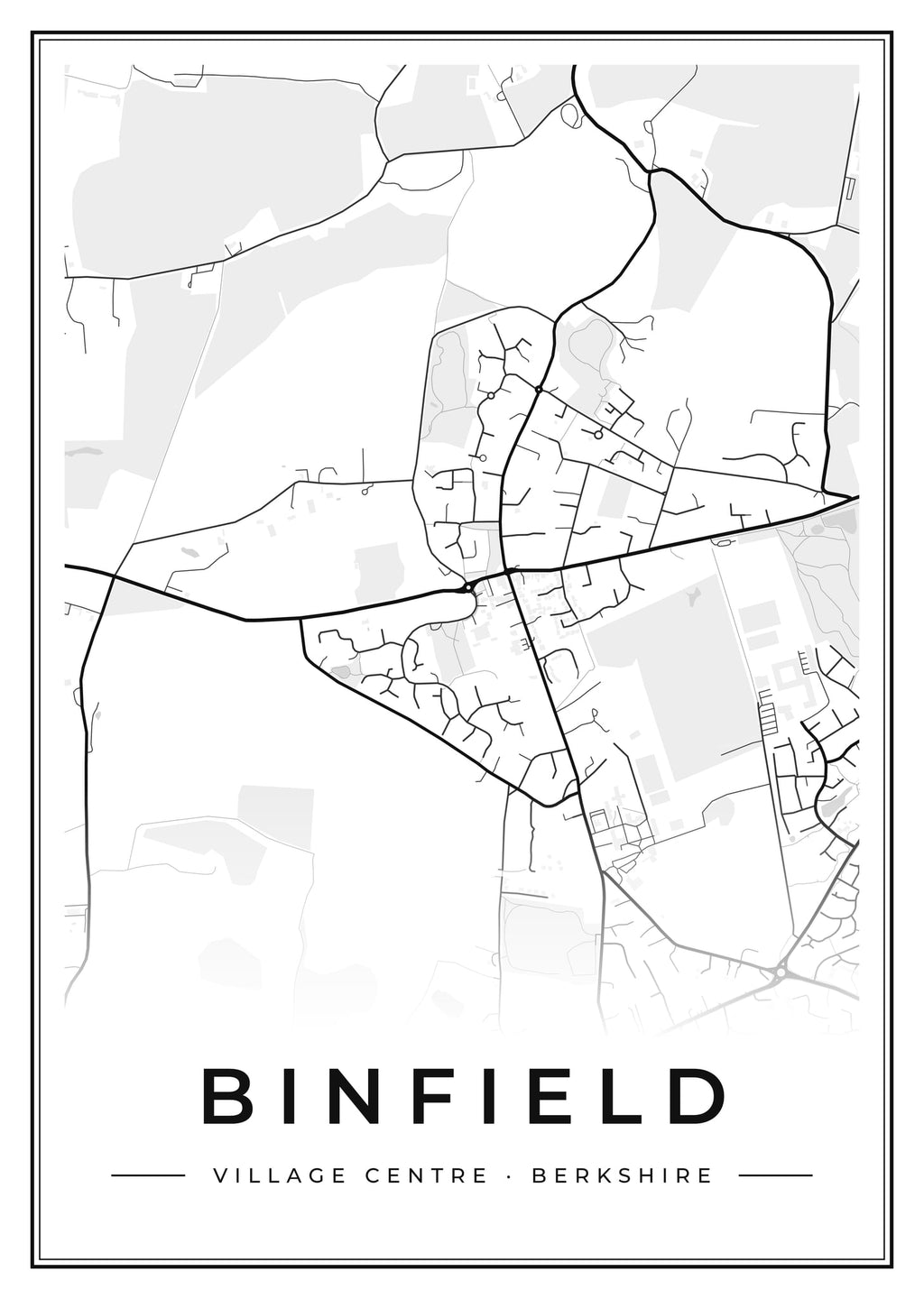 Street map poster of Binfield village centre, Berkshire