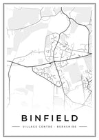 Street map poster of Binfield village centre, Berkshire