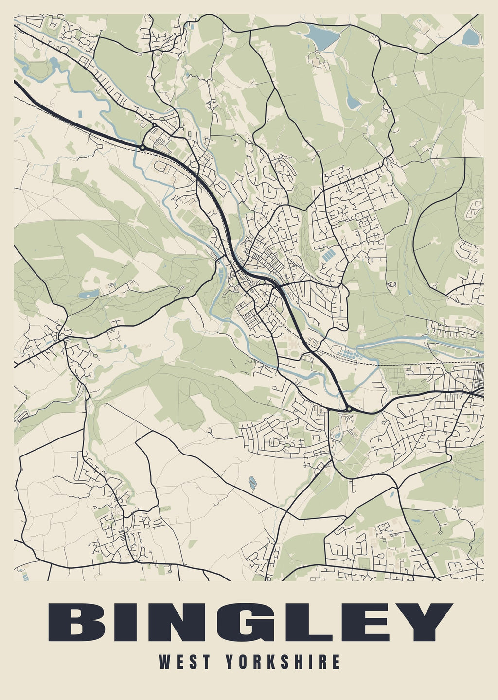 Street map poster of Bingley, West Yorkshire