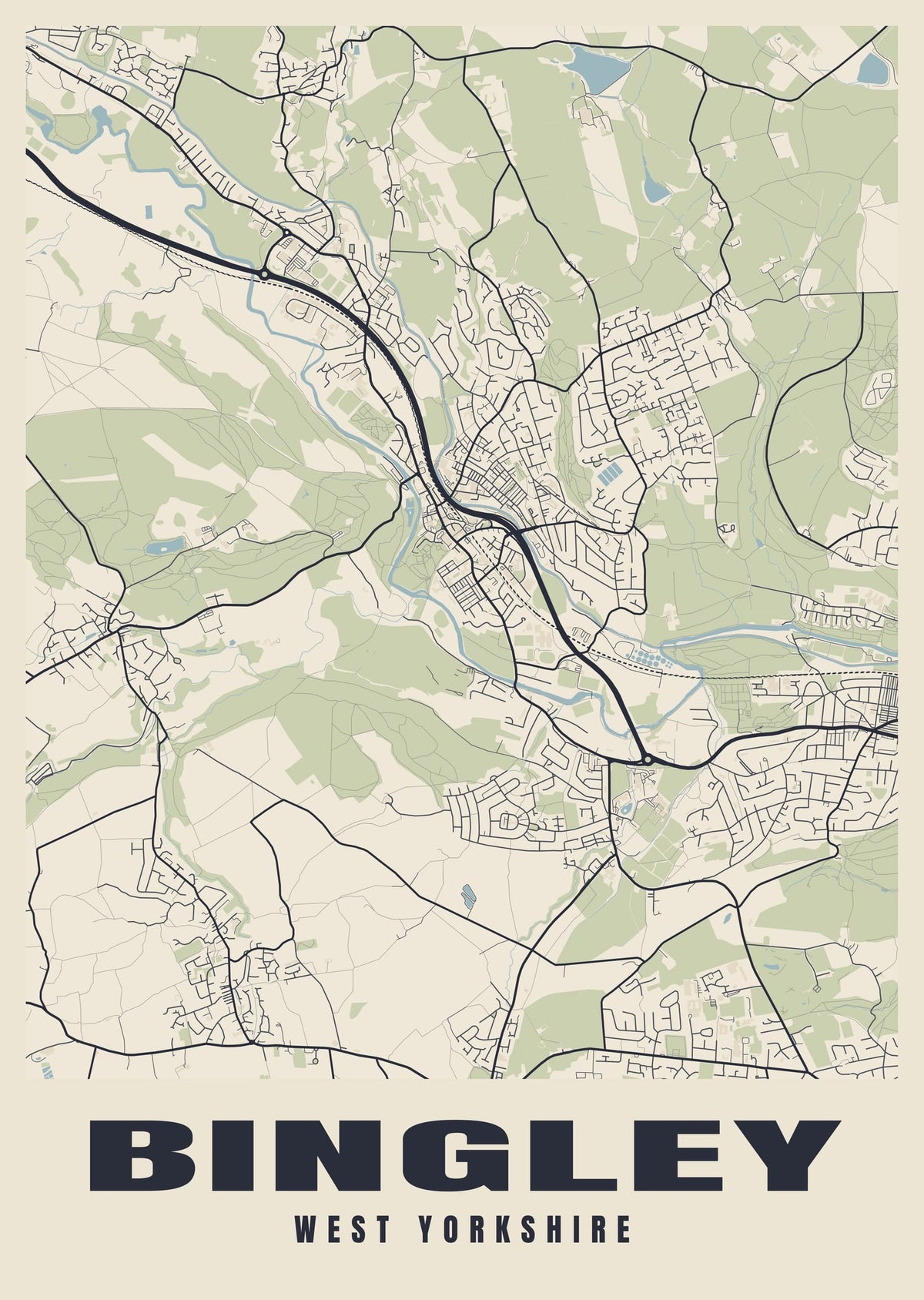 Street map poster of Bingley, West Yorkshire