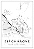 Street map poster of Birchgrove village centre, Swansea