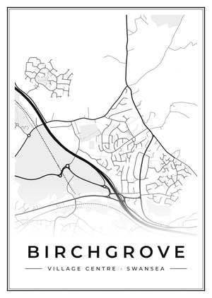 Birchgrove Village Centre Street Map Poster