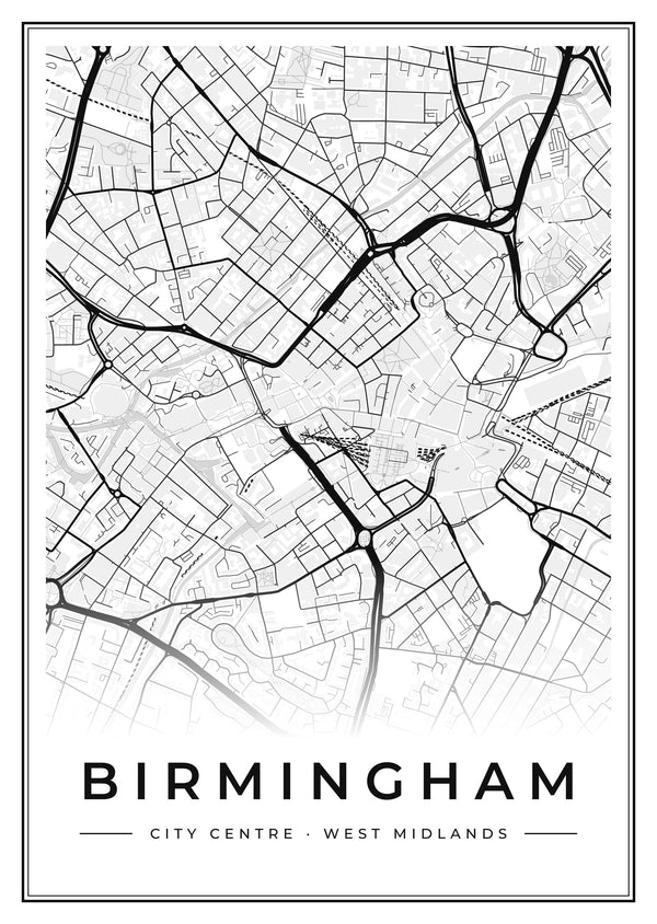 Birmingham City Centre Street Map Poster