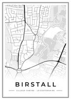 Street map poster of Birstall village centre, Leicestershire
