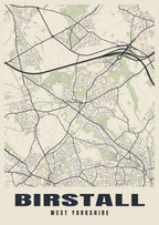 Street map poster of Birstall, West Yorkshire