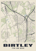 Street map poster of Birtley, Tyne and Wear
