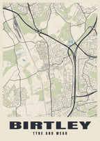 Street map poster of Birtley, Tyne and Wear