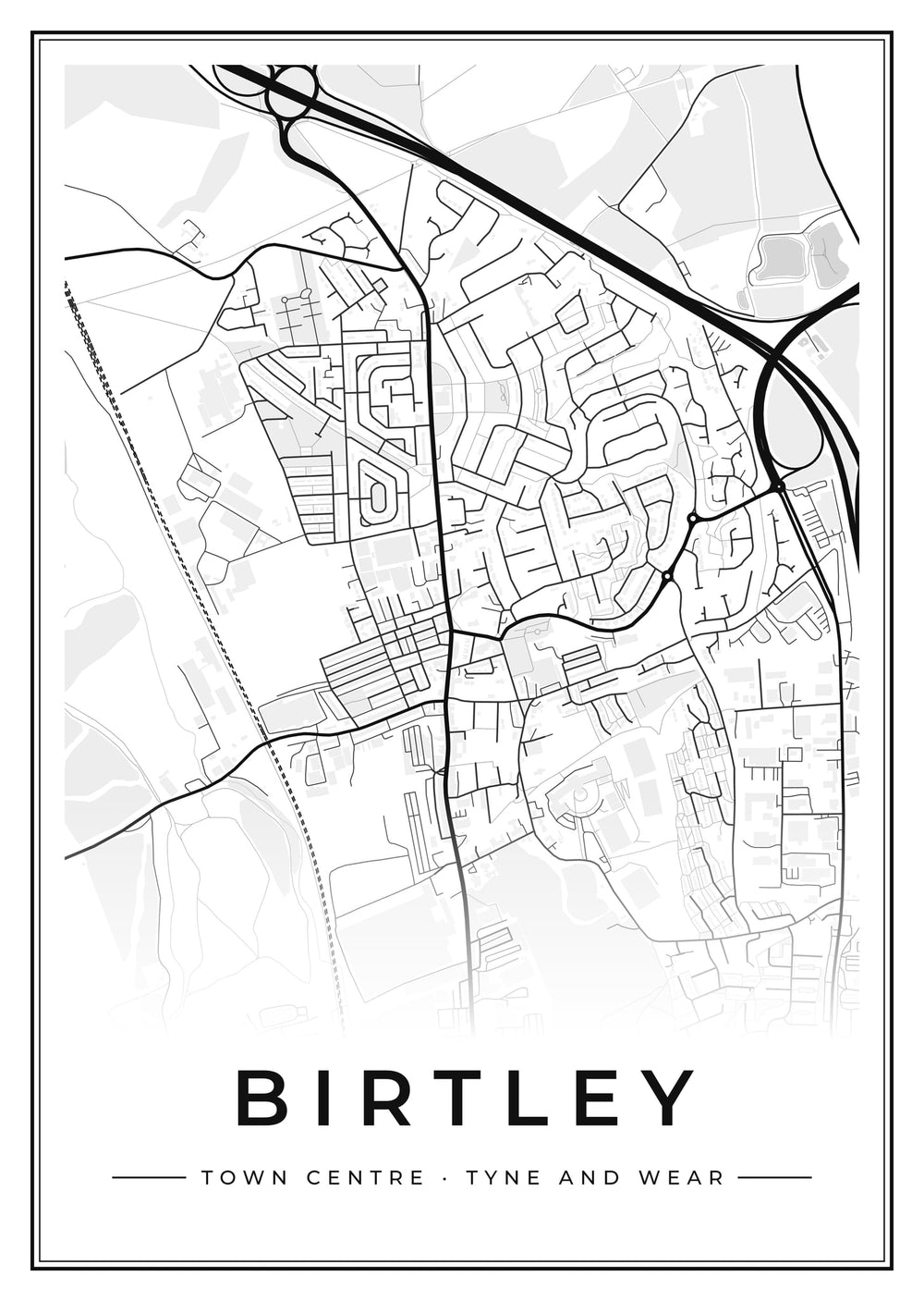 Birtley Town Centre Street Map Poster