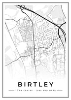 Street map poster of Birtley town centre, Tyne and Wear