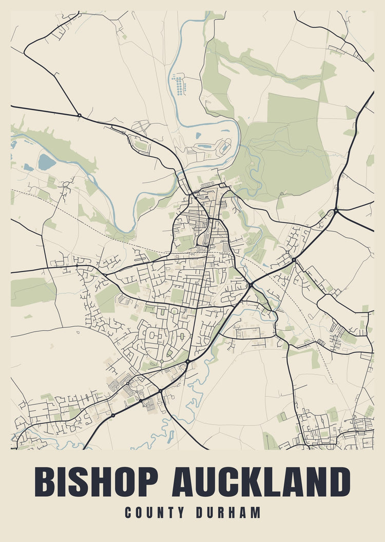 Bishop Auckland Street Map Poster