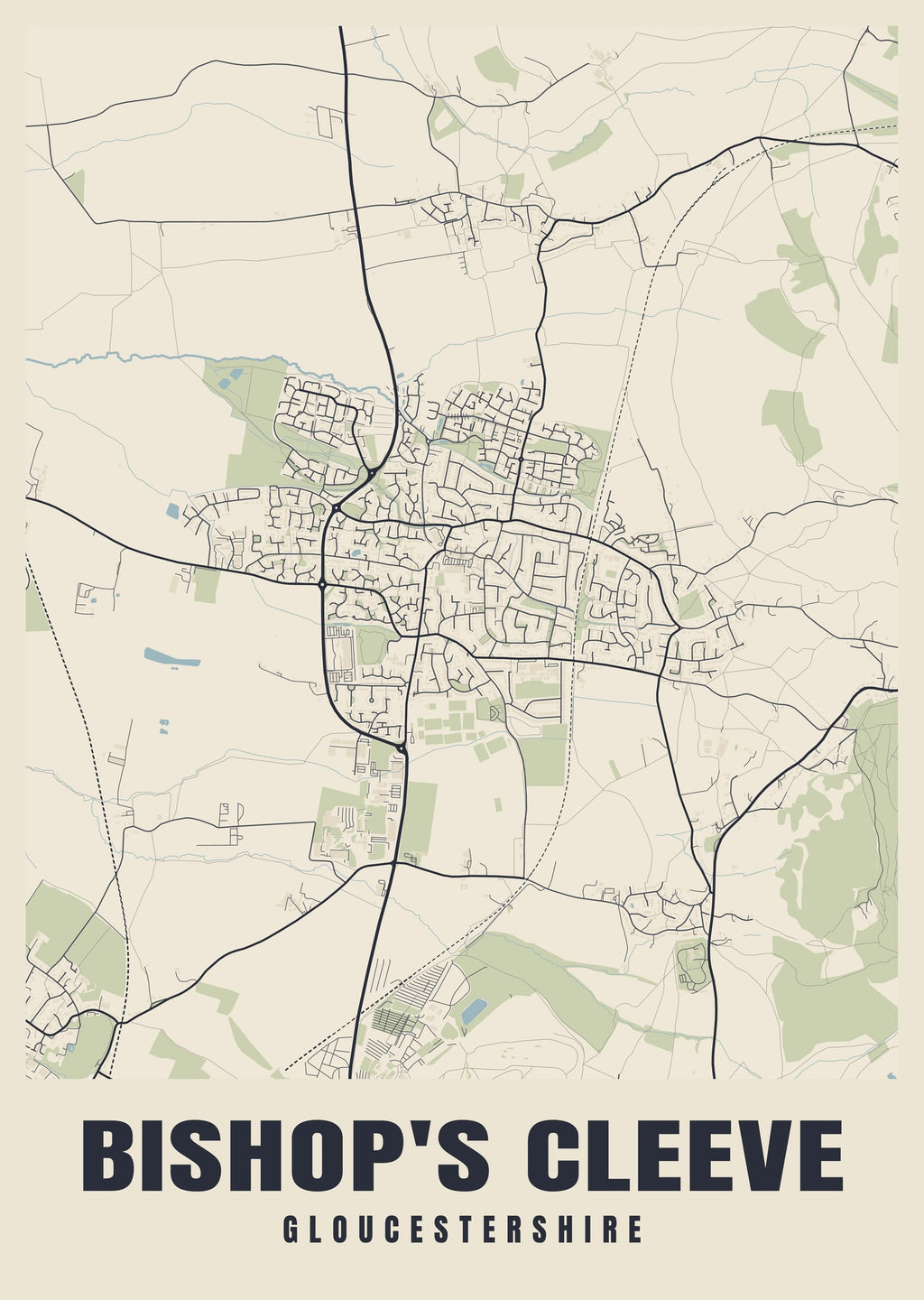 Street map poster of Bishop's Cleeve, Gloucestershire